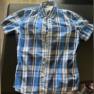 Men’s Goodthreads L blue plaid short sleeve button up shirt